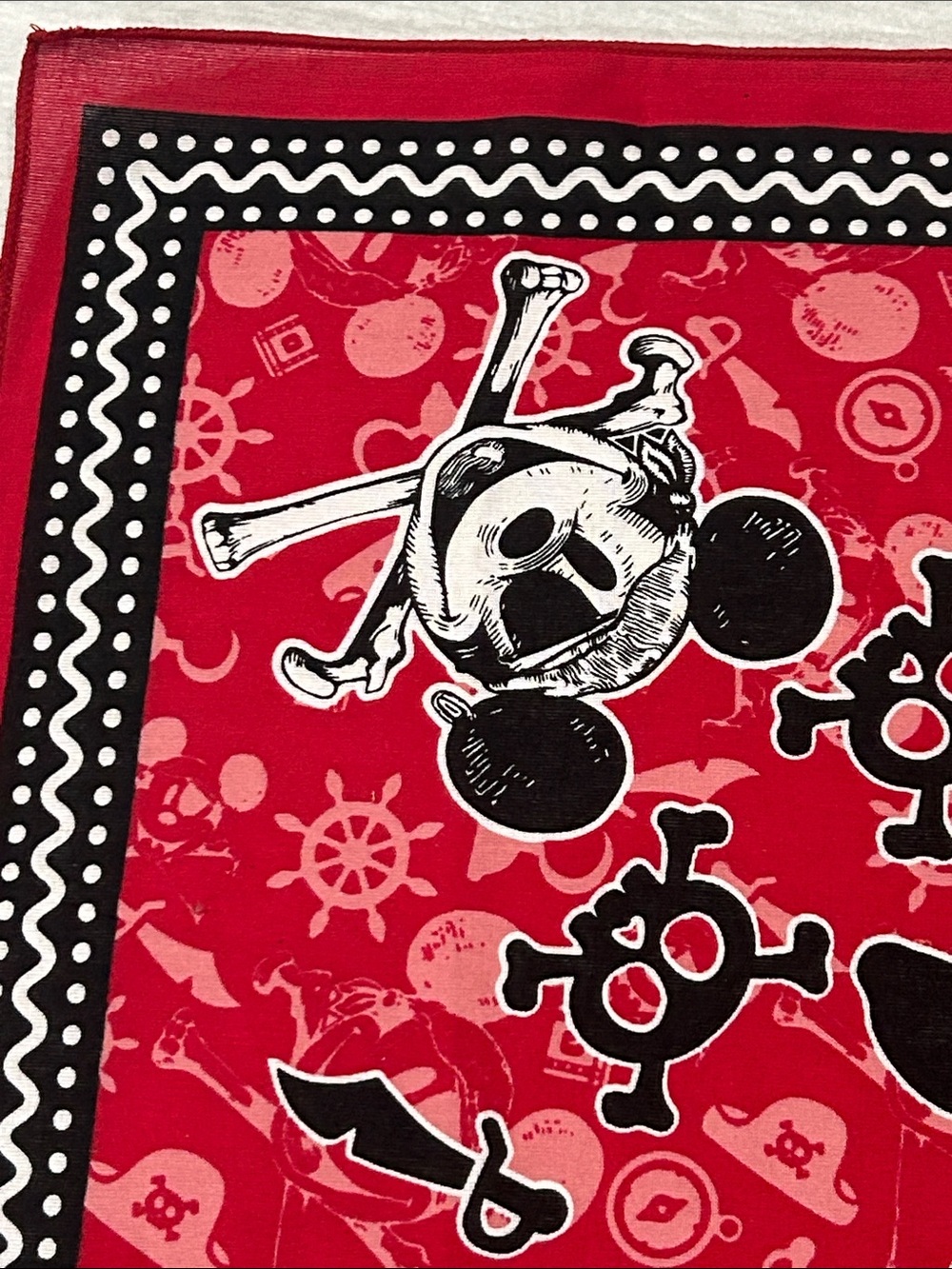 Disney Cruise Line 2024 Red Pirate Skull Bandana Mickey Scarf - Picture 3 of 5
